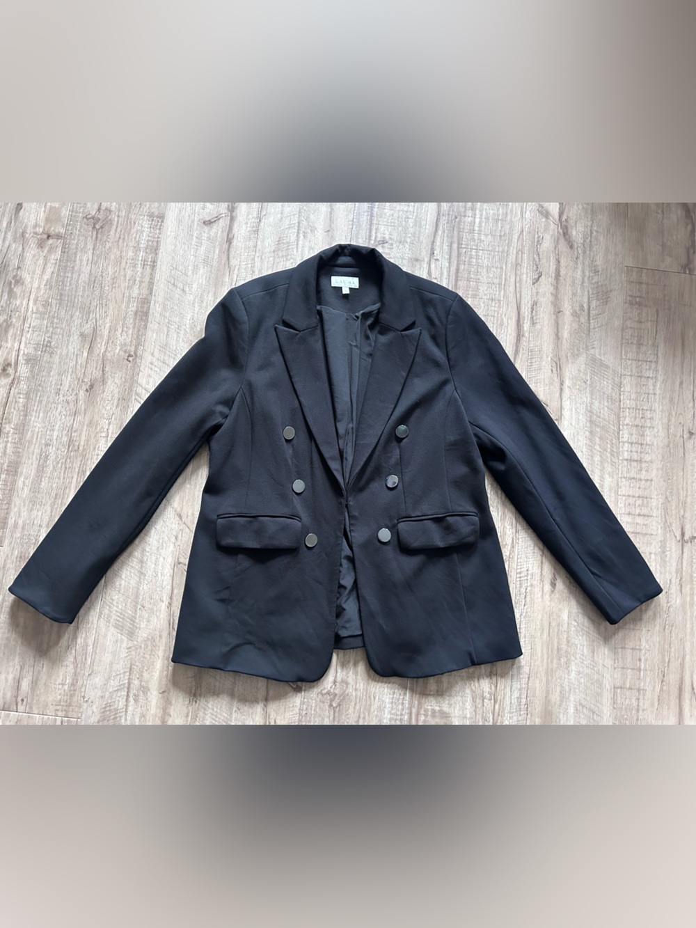 Laura Black Double-Breasted Blazer neutral classic timeless capsule workwear